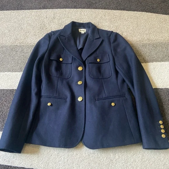 Fossil Navy Wool Blend Gold Button, Military Style Blazer Sz Medium - Picture 3 of 11